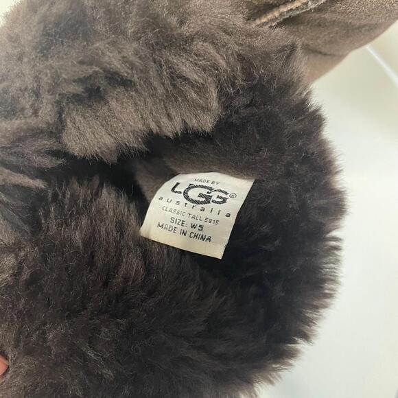 UGG Australia Leather Sheepskin Classic Tall Rollover 5815 Chestnut Brown Size 5 - Picture 4 of 9